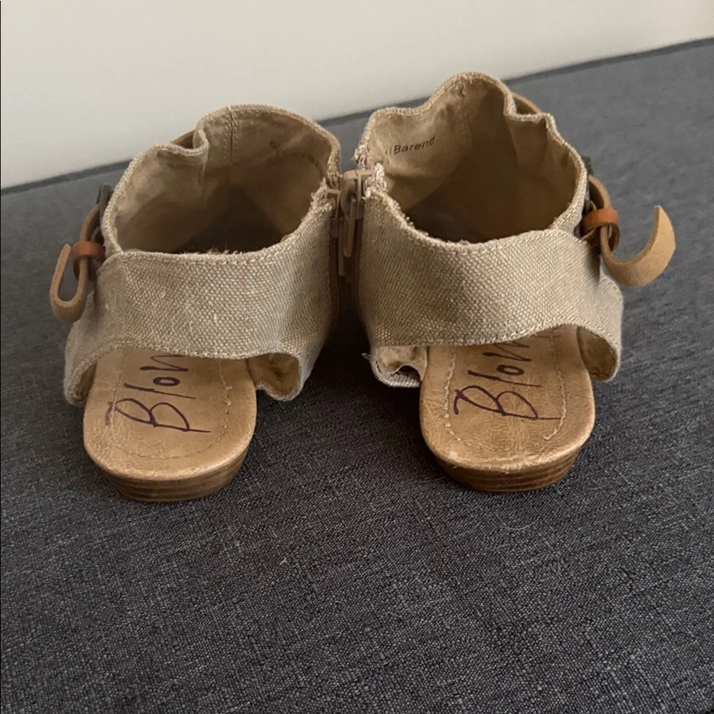 Blowfish Tan Canvas Sandal with Brown Leather Strap